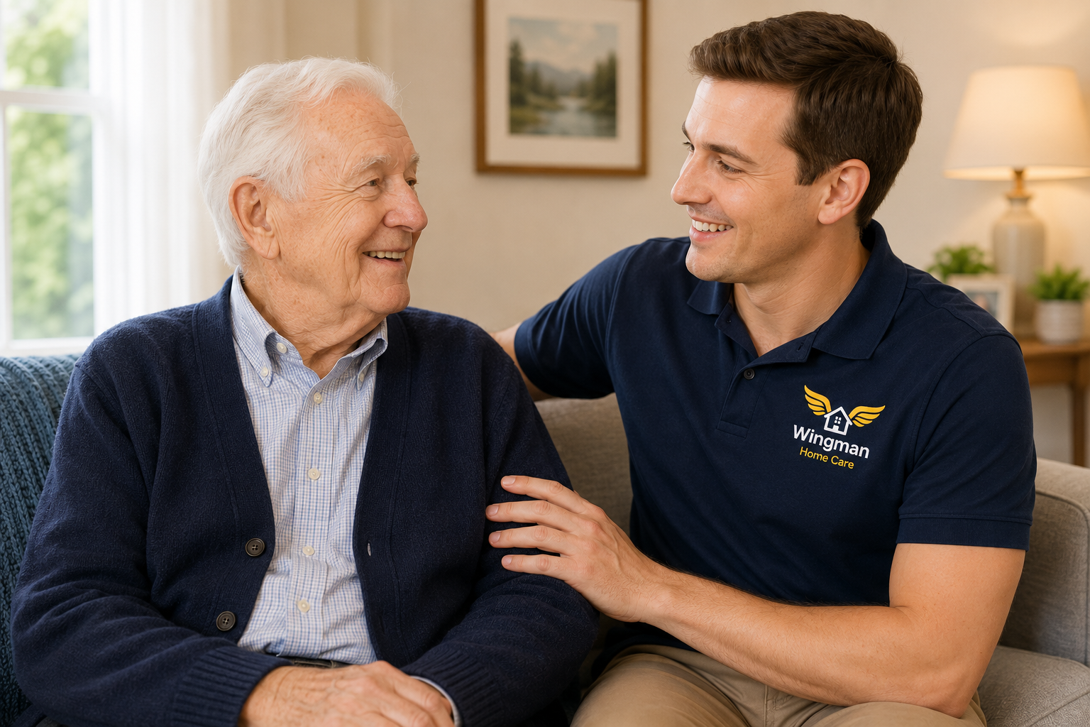 Caregiver helping elderly person